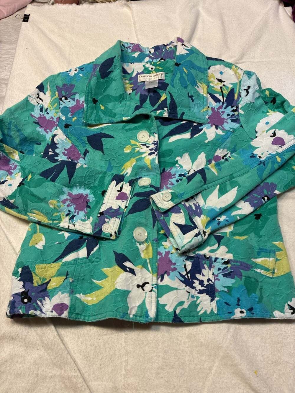 Draper's & Damon's Petites Floral Textured Button Front Jacket Size PXS